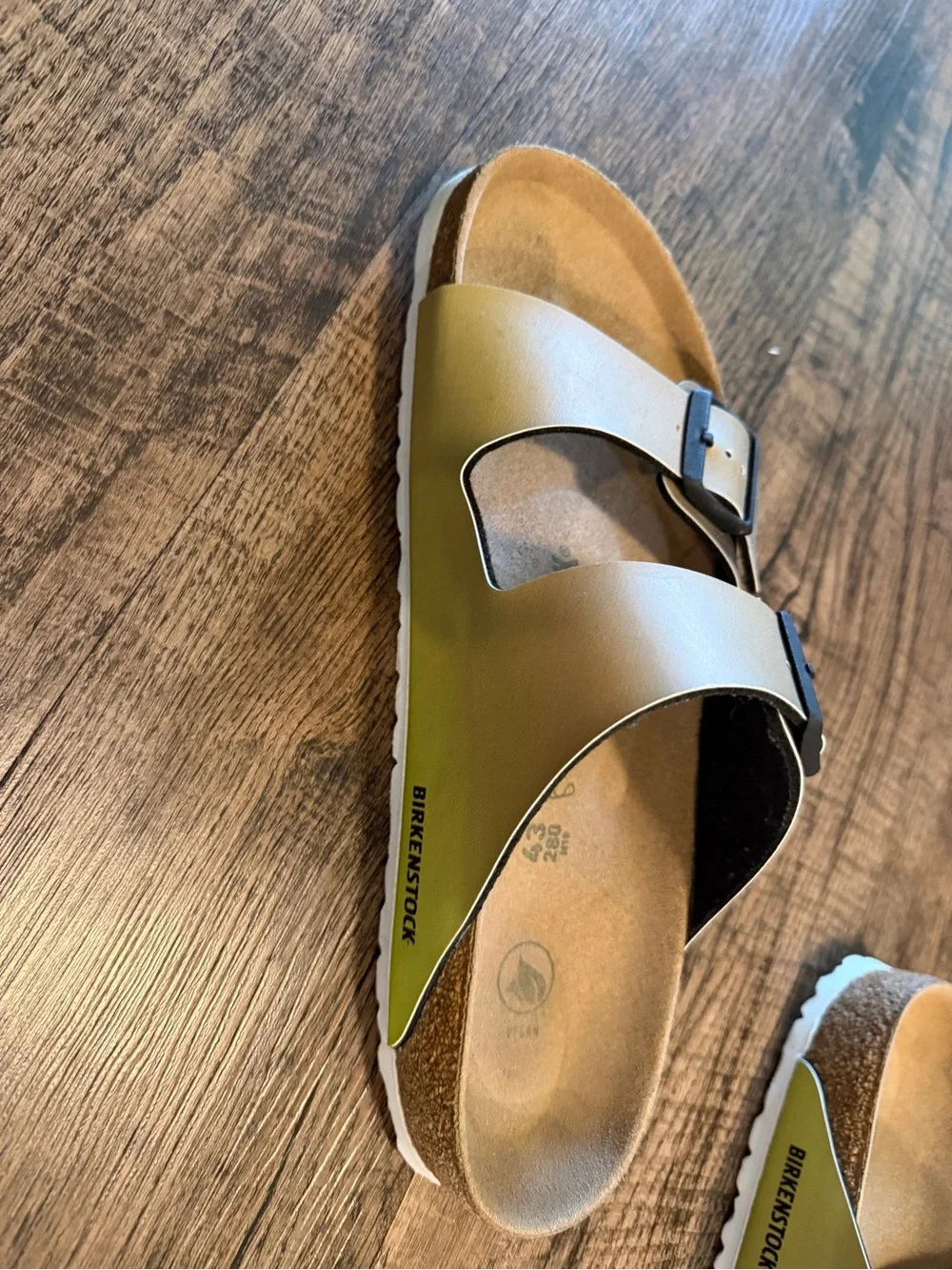Birkenstock Men’s Two-Strap Sandals in Tan and green